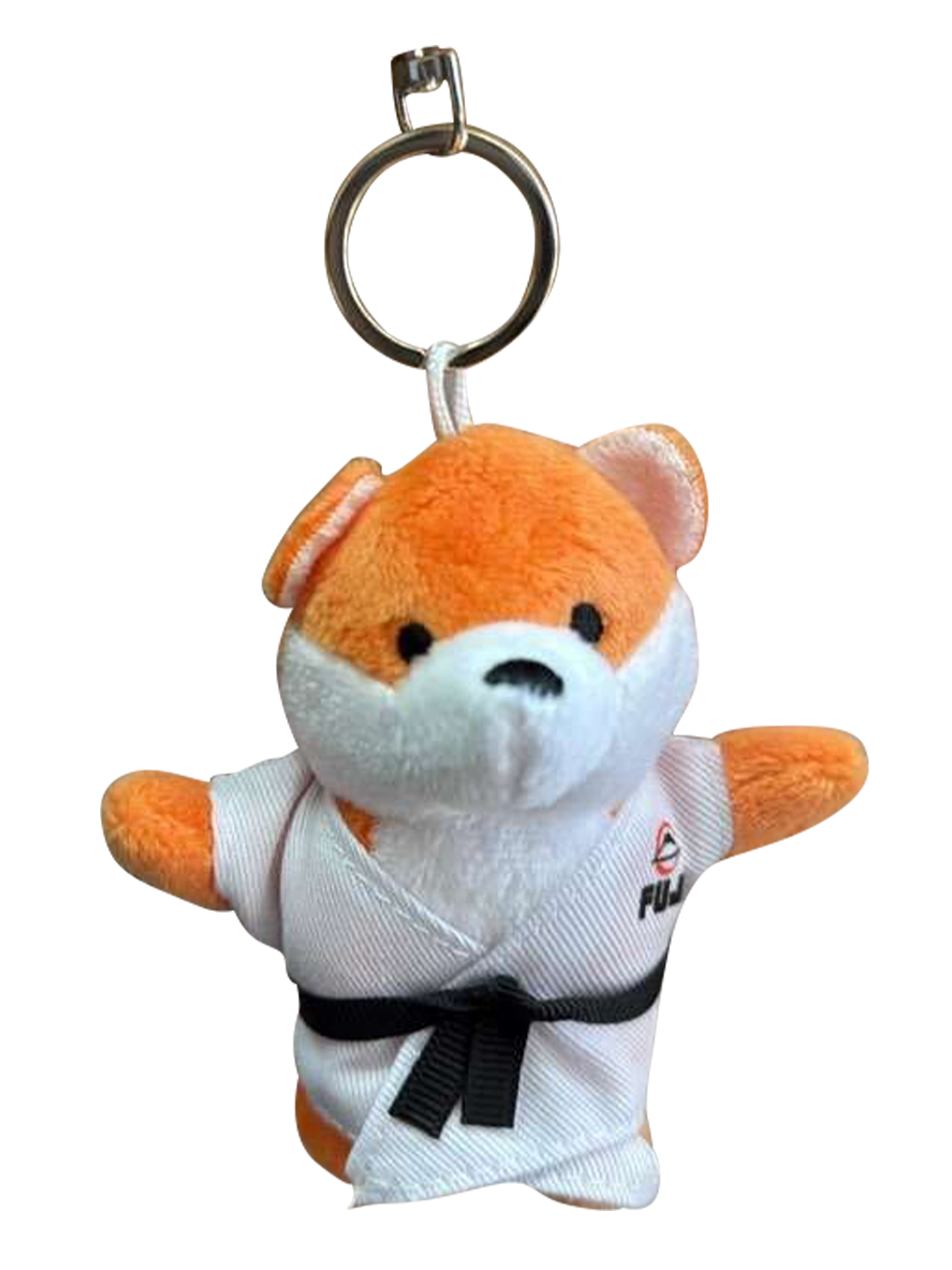 The Furry Beast Keychain features an orange and white dog in a white martial arts gi with a black belt and FUJI logo on the left side.